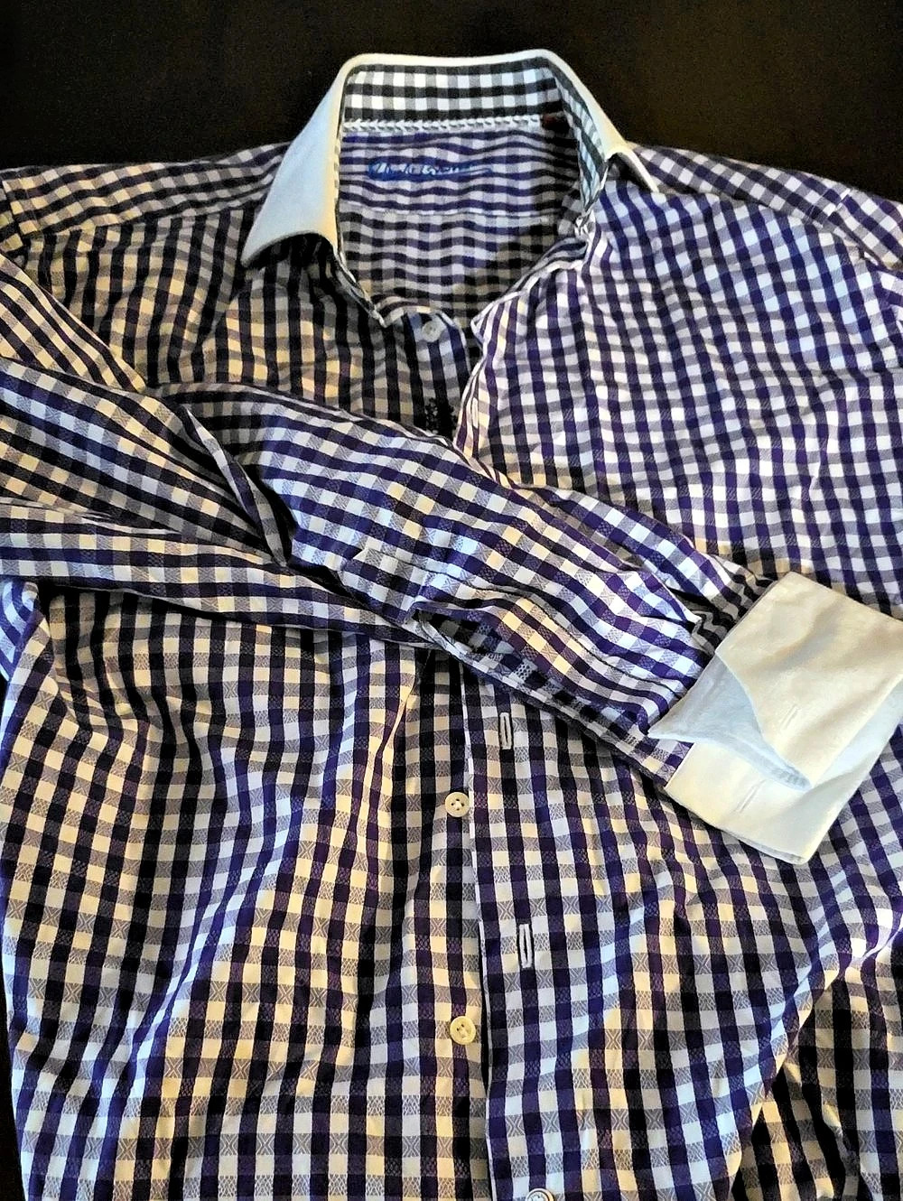 Robert Graham Men's Purple & White Checkered Button Down Shirt